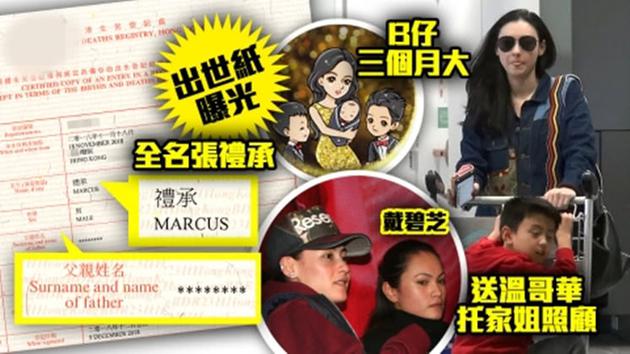 港媒曝张柏芝三胎儿子出生证 张礼承Marcus父亲栏竟然填的是他