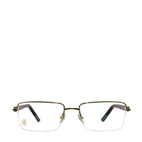 CARTIER/卡地亚畅销半框拉丝款玳瑁色镜腿男士平光镜眼镜