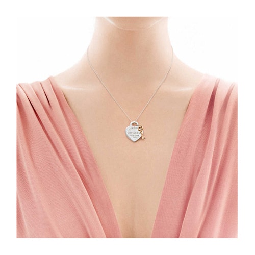 Tiffany & Co./蒂芙尼 银色桃心 金色钥匙项链 吊坠 T30971531