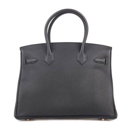 HERMES/爱马仕 Birkin30 黑色togo牛皮女士金扣手提包