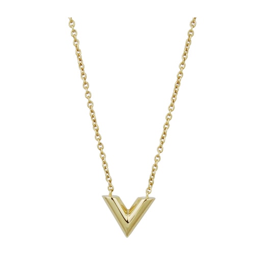 Louis Vuitton/路易威登 ESSENTIA系列女士金色经典V字LOGO项链M61083