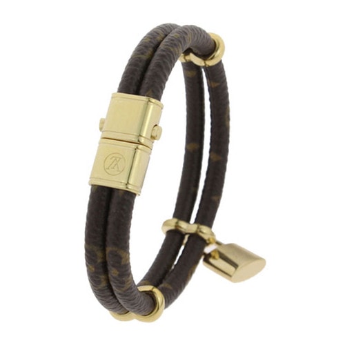 Louis Vuitton/路易威登 MONOGRAM KEEP IT TWICE系列 老花色金属挂锁双层手环/手镯19号 M6640F
