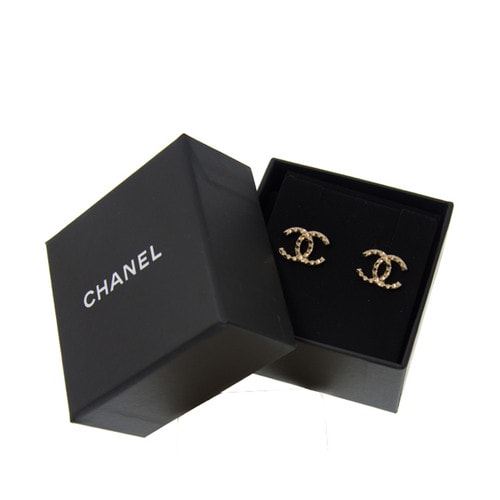 CHANEL/香奈儿 女士双C菱格纹镶钻耳钉A95860