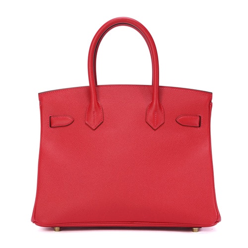 HERMES(爱马仕) Birkin30红色皮质金扣手提包