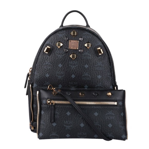 MCM/MCM 女士黑色牛皮铆钉中号双肩包Backpacks MMK6SVE80 BK001