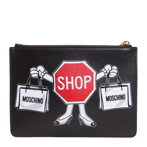 【16春夏清仓折扣】MOSCHINO/莫斯奇诺 logo涂鸦 手拿包 EB