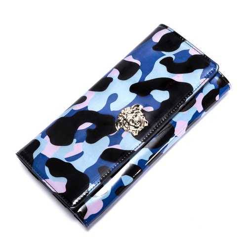 VERSACE/范思哲女士蓝色牛皮钱包