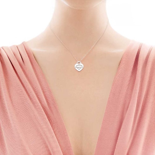 Tiffany & Co./蒂芙尼 女式925纯银心形项链 16英寸