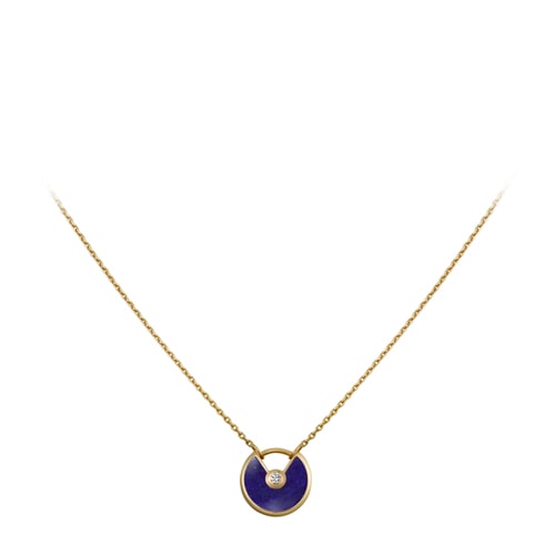 CARTIER/卡地亚 AMULETTE DE CARTIER系列18K黄金镶嵌钻石青金石 挂锁设计超小号项链挂坠 B3153108