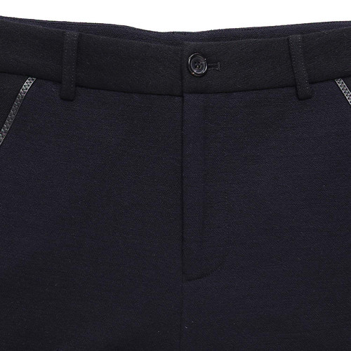VERRI/VERRI 男士蓝色羊毛混纺斜插袋款针织裤-男士裤子