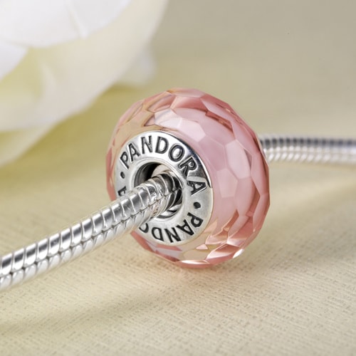 PANDORA/潘多拉 粉色切面琉璃珠791068