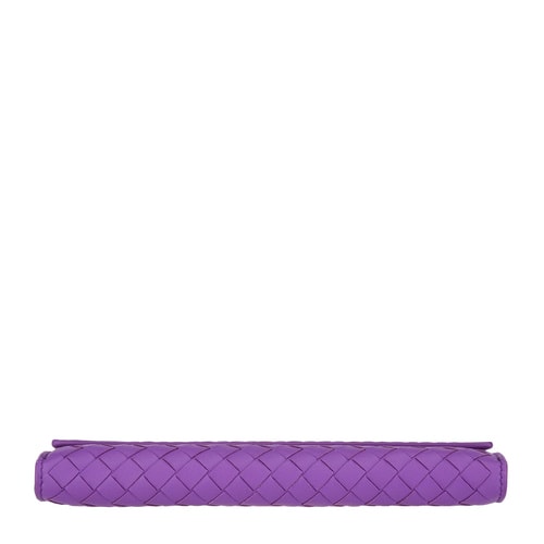 Bottega Veneta/葆蝶家 女士羊皮紫色编织翻盖钱包 387618 V001N 5220