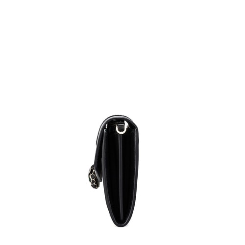 BVLGARI/宝格丽 女士小MINI黑色小牛皮蛇头钱包附带链条手拿包