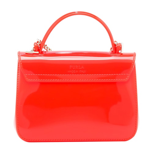 FURLA/芙拉 女士CANDY系列橙红色PVC手提斜挎单肩包