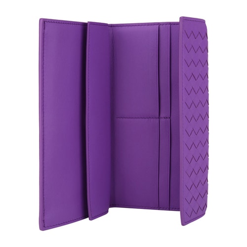 Bottega Veneta/葆蝶家 女士羊皮紫色编织翻盖钱包 387618 V001N 5220