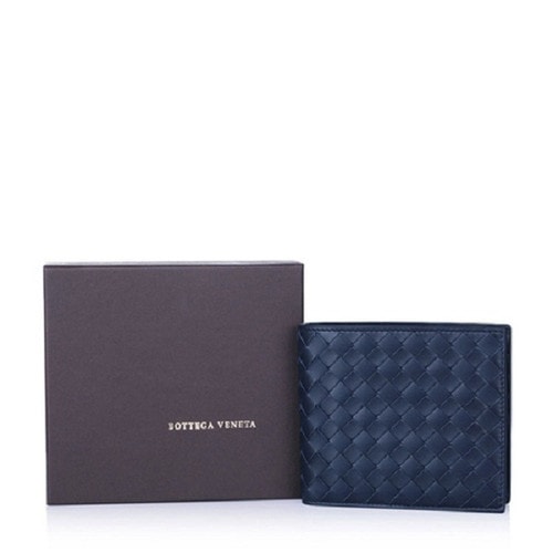 Bottega Veneta/葆蝶家 藏蓝色编织牛皮男士钱包 113993 V4651 1000