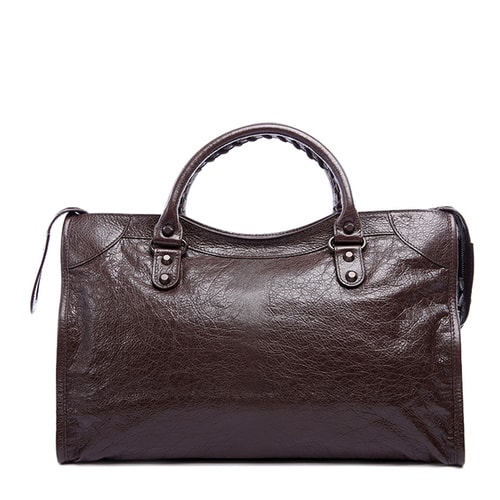 Balenciaga/巴黎世家 女士褐色羊皮CITY系列铆钉装饰手提包单肩包 115748 D94JT 2065