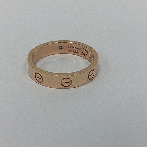 CARTIER(卡地亚) LOVE系列18k玫瑰金单钻戒指53#