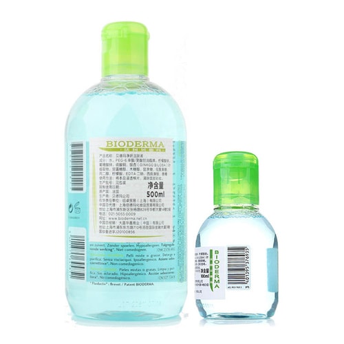 Bioderma/贝德玛 净妍洁肤液500ml 蓝色+净妍洁肤液100ml蓝色 卸妆水