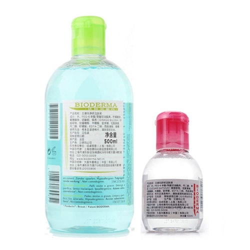 Bioderma/贝德玛 净妍洁肤液500ml蓝色+舒妍洁肤液100ml粉色 卸妆水
