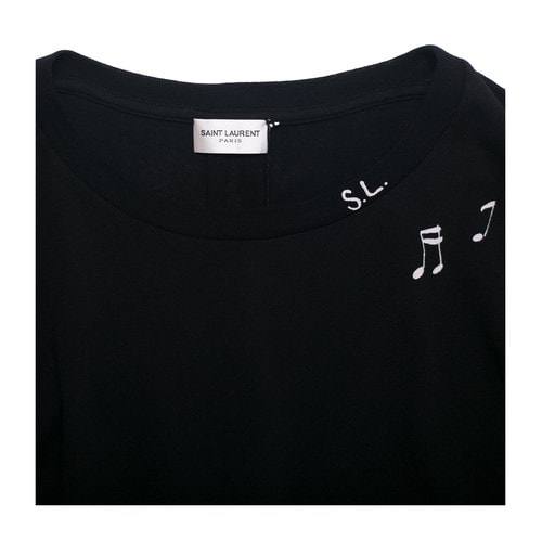 Yves saint Laurent/圣罗兰 纯棉圆领短袖音符袖潮牌男士T恤 YV1620931599 439315