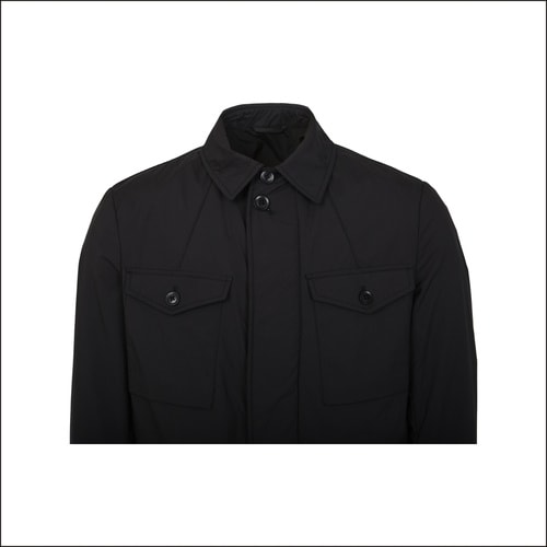 Zegna/杰尼亚 黑色聚酯纤维男士长款风衣