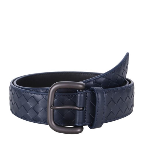 Bottega Veneta/葆蝶家 男士牛皮深蓝色编织腰带/173784 V4650 4013