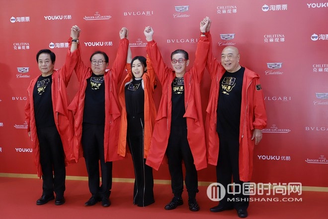 央视版《西游记》师徒四人六小龄童（孙悟空）、马德华（猪八戒）、刘大刚（沙僧）、汪粤（唐僧）齐齐亮相，为电影《财迷》做宣传