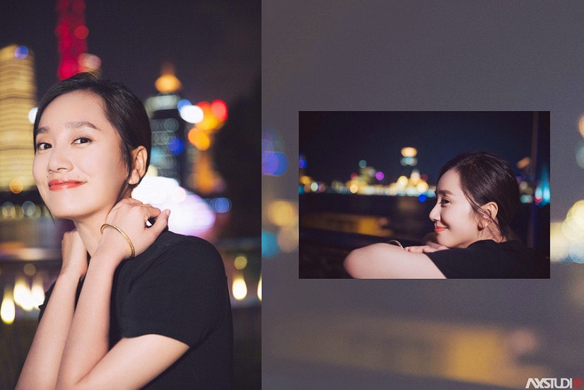 演员董晴微博曝夜景写真 黑色T恤搭配白色蛋糕裙少女心爆棚